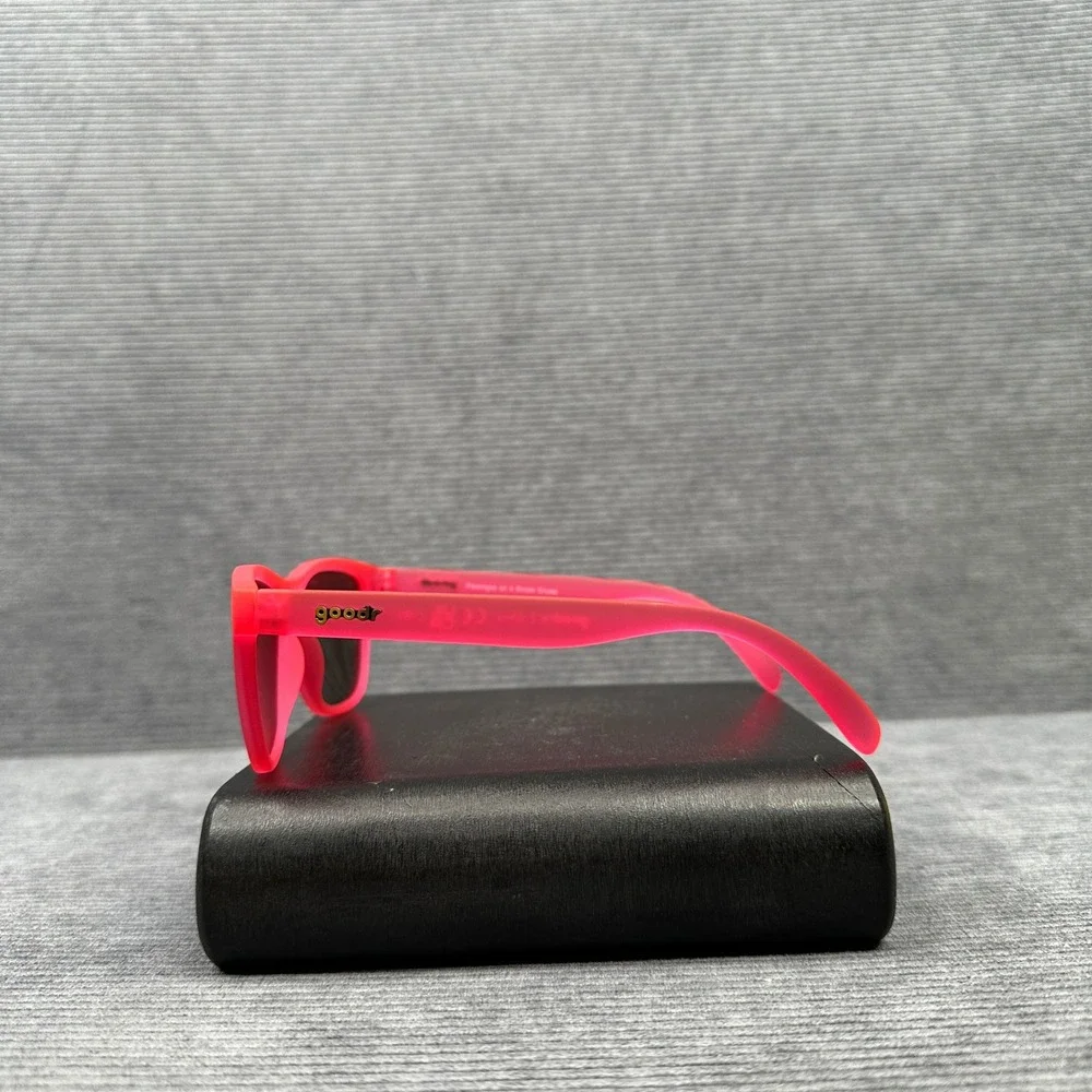 Goodr Flamingos on a Booze Cruise Sunglasses Matte Pink Blue Mirrored Polarized